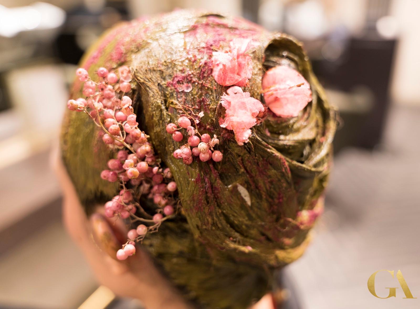 Natural organic hair colour with plant-based pigments at luxury hair salon GA Salons London