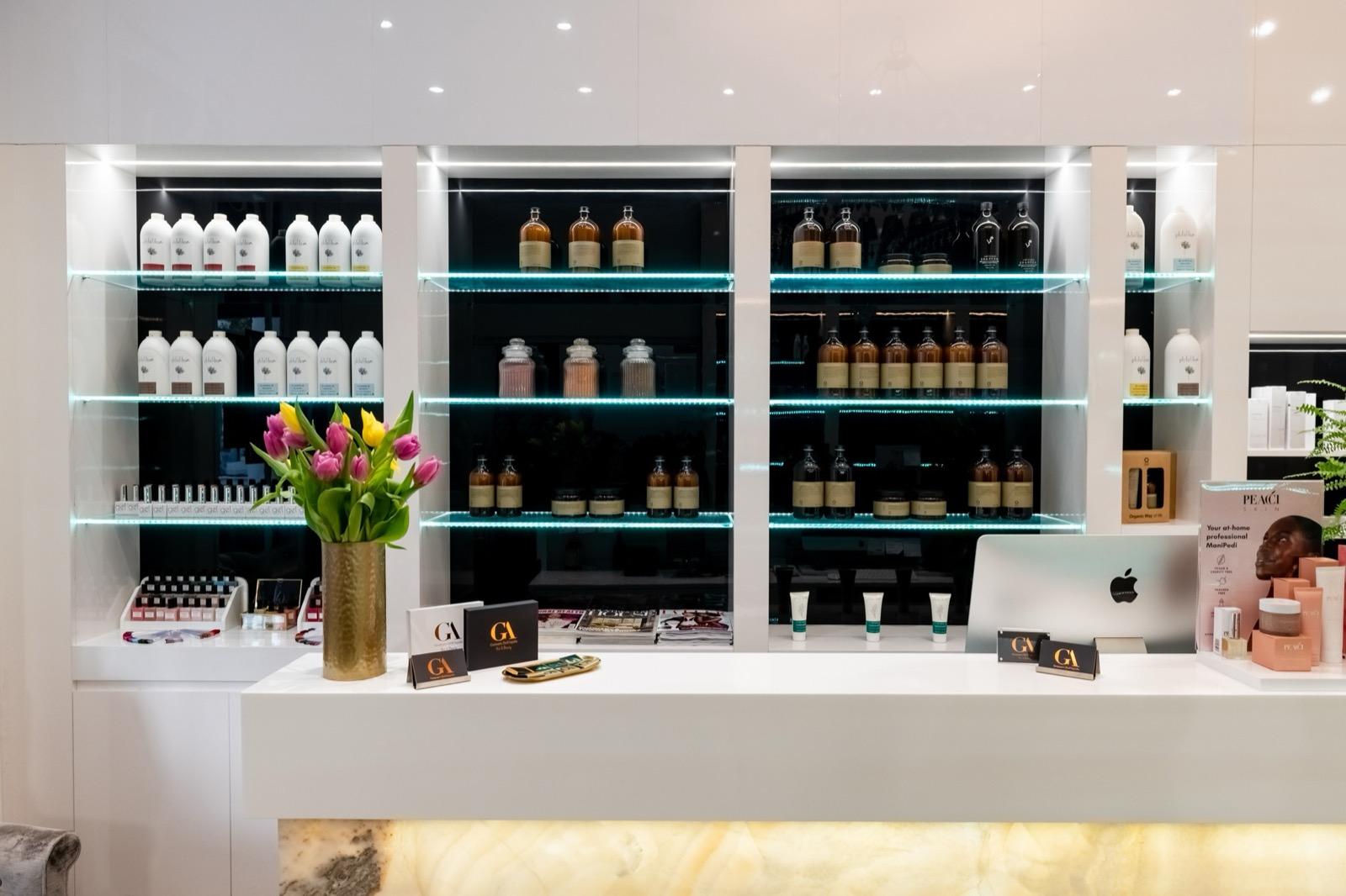 Interior of GA Salons South Kensington hair salon showing styling stations