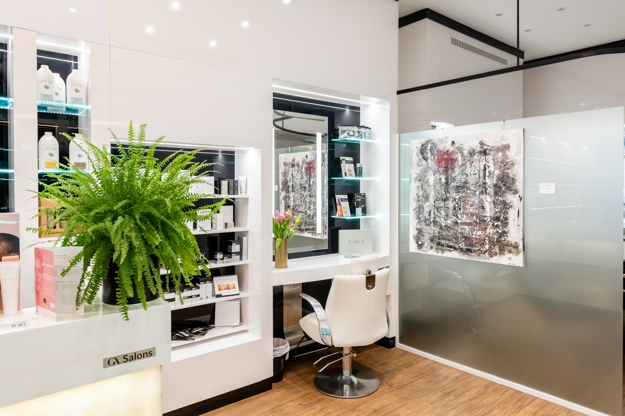 Professional styling station with contemporary design