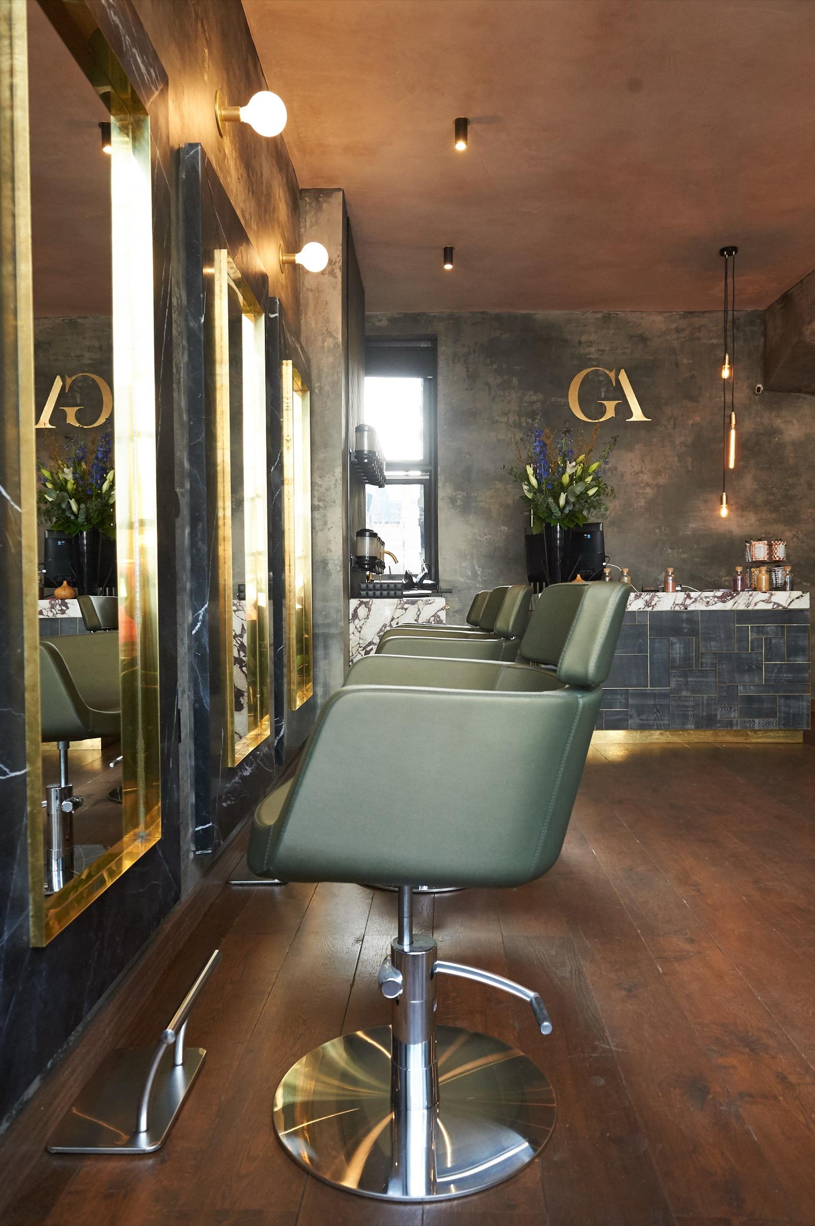 Premium styling stations at GA Wimbledon luxury hair salon SW19